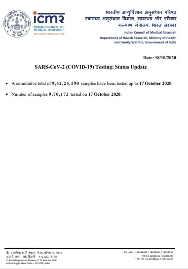 india coronavirus samples details icmr 